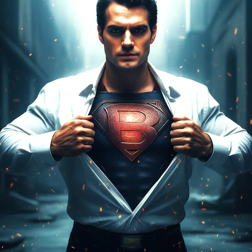 Símbolo de Branding no uniforme do Superman, representando o poder da linguagem na comunicação